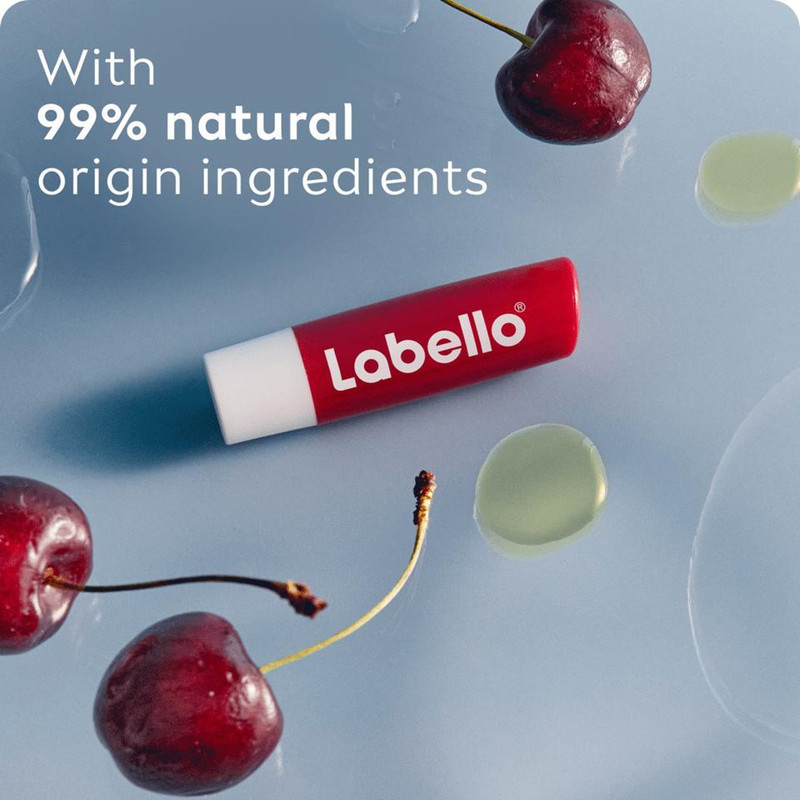 بالم لب ماتیکی لابلو مدل CHERRY-MOISTURE با عصاره گیاهی، حاوی شی باتر و ویتامین، مرطوبکننده 24 ساعته