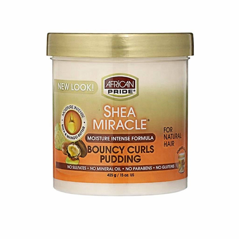 ماسک مرطوب کننده مو آفریکن پراید مدل Bouncy Curls Pudding مناسب برای موهای معمولی حجم 425 میلی لیتر