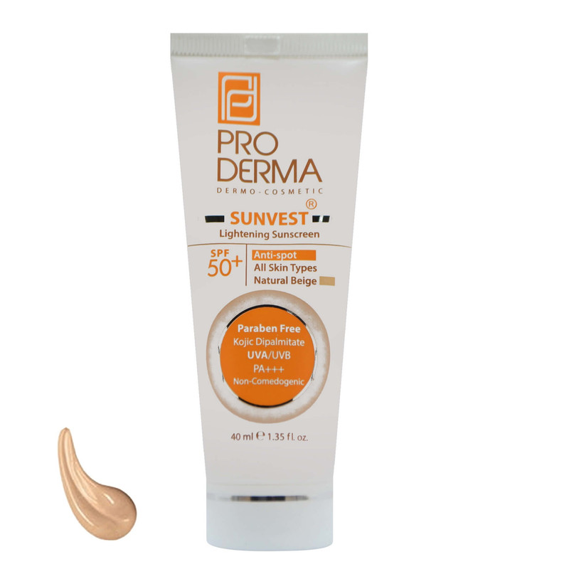 کرم ضد آفتاب رنگی پرودرما SPF 50 مدل NB50 محافظ UVA ،UVB و PA+++، ضد لک،مناسب انواع پوست حجم 40 میلیلیتر