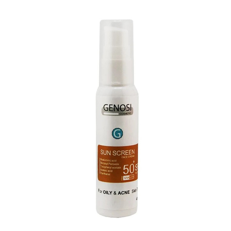 کرم ضد آفتاب بیرنگ گنوسی SPF 50 مدل هیالورونیک اسید محافظ در برابر UVA/UVB مناسب برای پوست چرب حجم 40 میلیلیتر