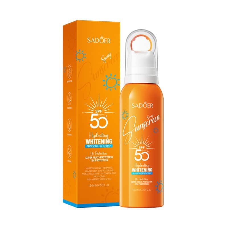 اسپری ضدآفتاب بدون رنگ سادور SPF 50 مدل سبک محافظ UVA ، UVB و +++PA حاوی آبرسان مناسب انواع پوست حجم 150 میلی لیتر