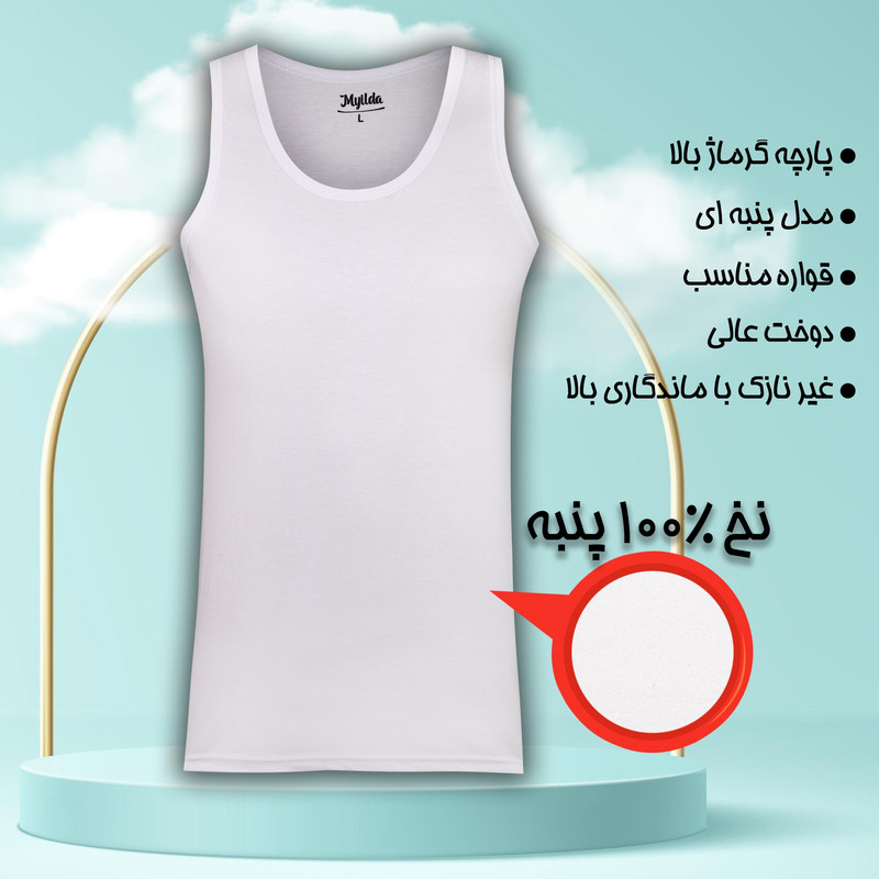 زیرپوش رکابی یقه گرد مردانه ماییلدا مدل 4712-2 بسته چهار عددی