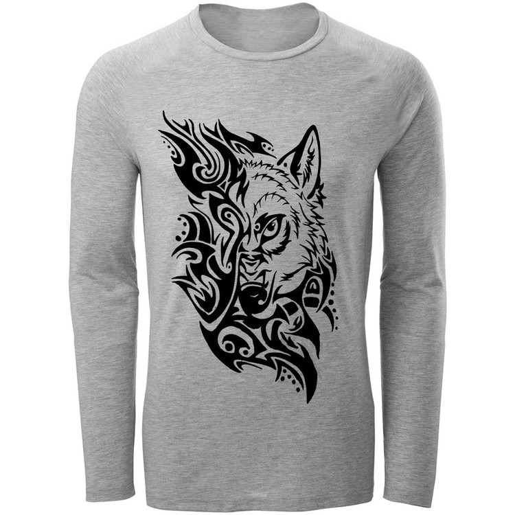 تی شرت آستین بلند مردانه طرح wolf مدل S302