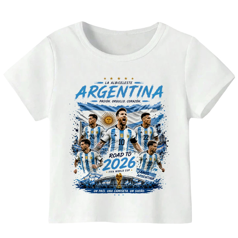 تیشرت آستین کوتاه پسرانه مدل W451 طرح جام جهانی 2026