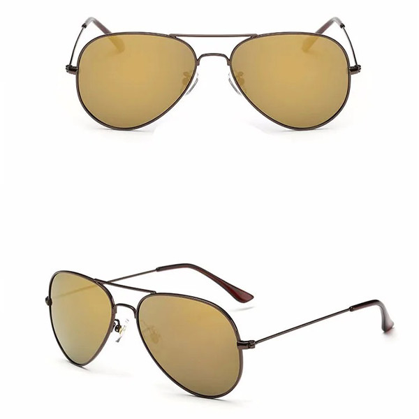 عینک آفتابی فرم خاص مدل P-3025 Polarized Gold Coffee Mirror