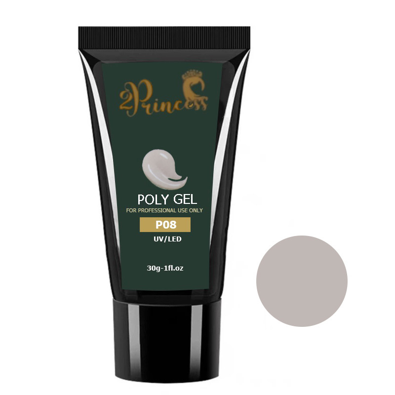 پلی ژل کاشت ناخن پرنسس مدل P08 وزن 30 گرم رنگ خاکی