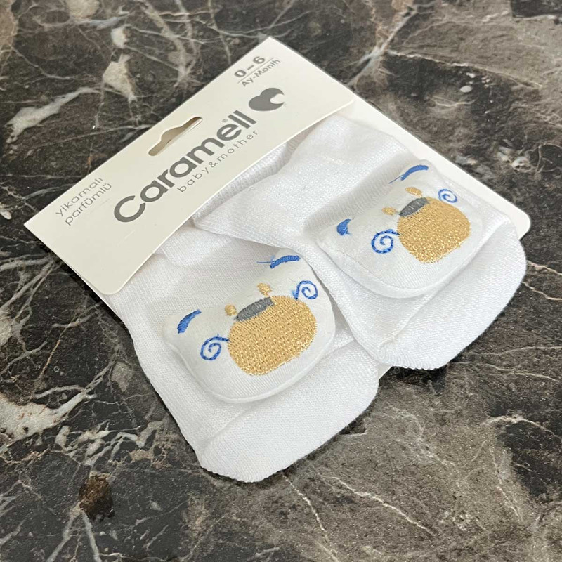 جوراب ساق کوتاه نوزادی کارامل مدل Kind bear-b-06