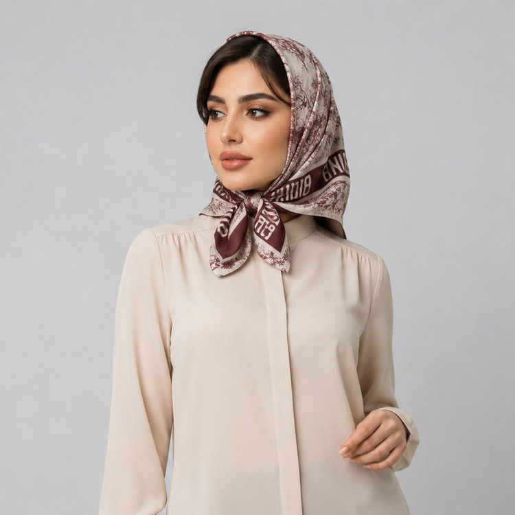 مینی اسکارف زنانه مدل نخی طبیعت و جنگل