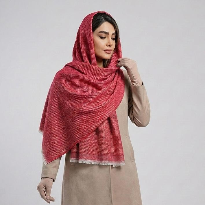 شال زنانه مدل موهر پشمی ساده کد 1007