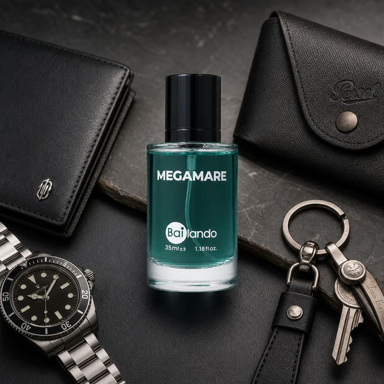 عطر جیبی زنانه و مردانه بایلندو مدل Megamare NB با رایحه خنک و دریایی حجم 35 میلیلیتر