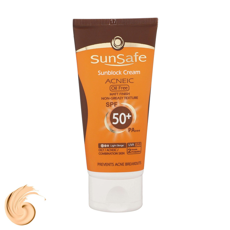 کرم ضدآفتاب و آنتی‌آکنه رنگی سان‌سیف مدل SPF50، مناسب پوست‌های چرب، حجم 50 میلی‌لیتر
