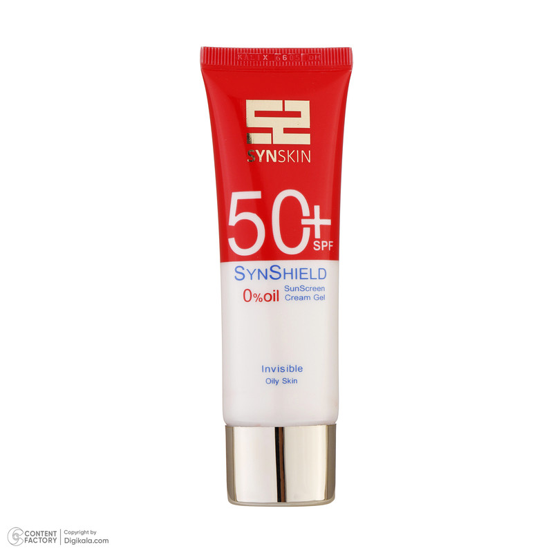فلوئید ضدآفتاب بدون رنگ ساین اسکین SPF50 مدل SYN SHIELD، مناسب پوستهای چرب، حجم 50 میلیلیتر