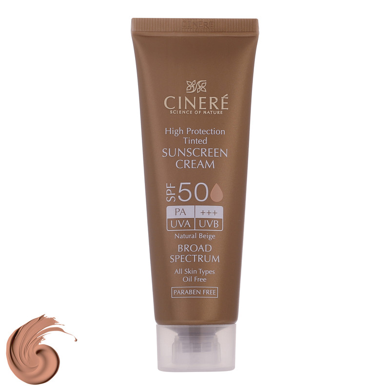 کرم ضدآفتاب رنگی سینره SPF50 مدل Broad Spectrum مناسب انواع پوست، حجم 50 میلی‌لیتر
