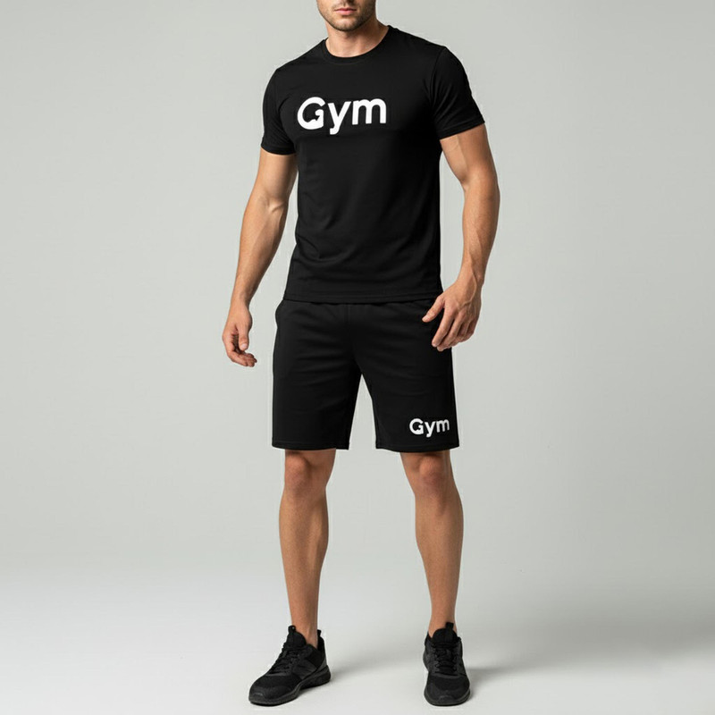 ست تیشرت آستین کوتاه و شلوارک راحتی مردانه مدل A26 طرح GYM