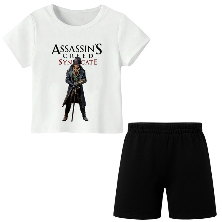 ست تیشرت آستین کوتاه و شلوارک راحتی پسرانه مدل S04 طرح ASSASSINS