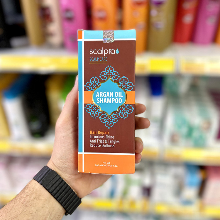 شامپو مو اسکالپیا مدل argan oil حجم 200 میلی لیتر