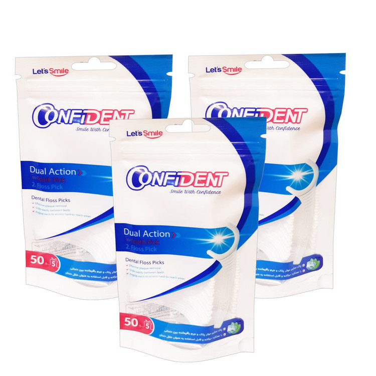 نخ دندان کانفیدنت مدل floss-Pillow سه بسته 50 عددی
