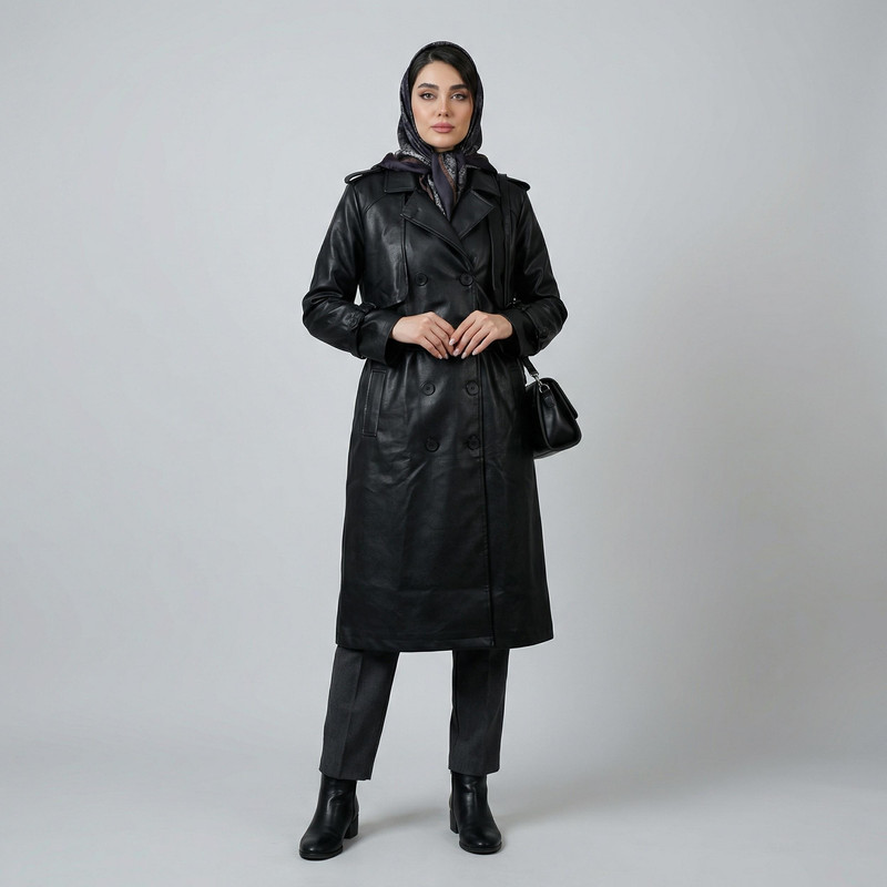 کت چرم زنانه  مدل شبرنگ کد 237301