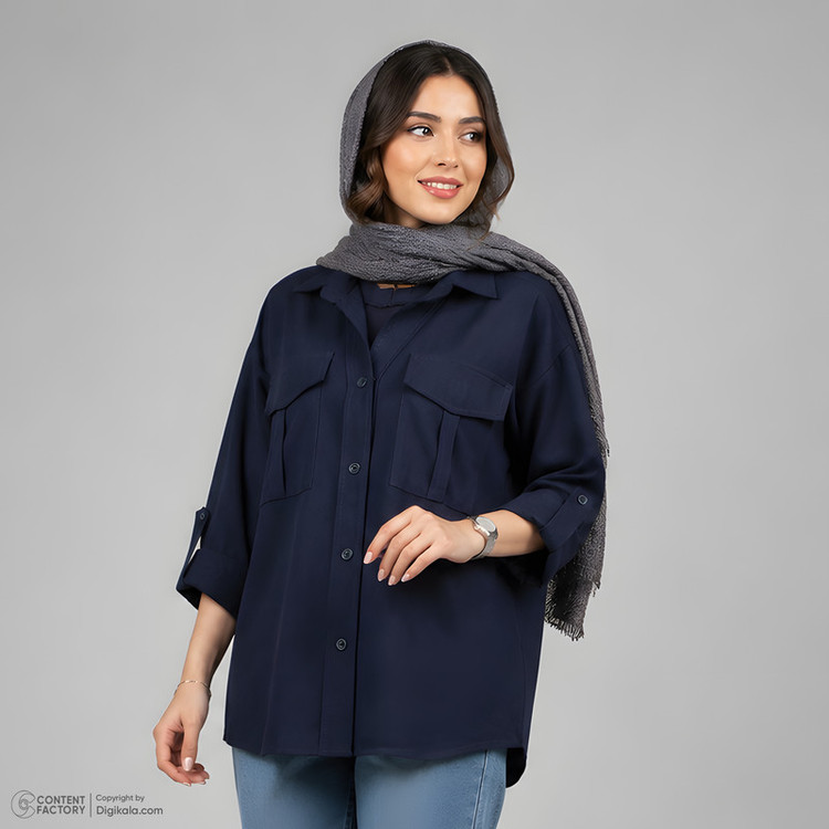شومیز آستین بلند یقه برگردان زنانه مدل نگارین کد 2575