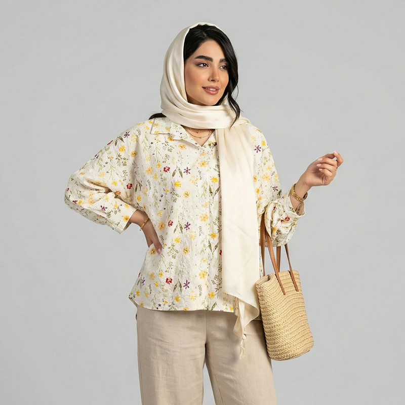 شومیز آستین بلند یقه برگردان زنانه  مدل آوانا کد 242735