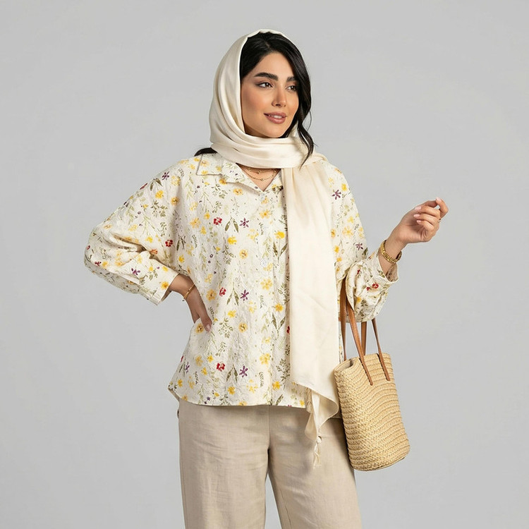 شومیز آستین بلند یقه برگردان زنانه مدل آوانا کد 242735