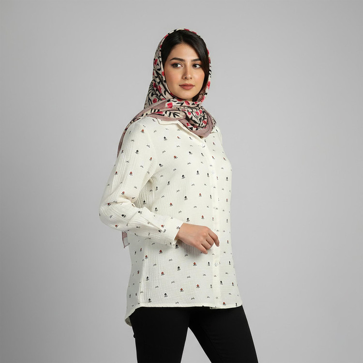 شومیز آستین بلند یقه برگردان زنانه مدل پارسانا کد 243301