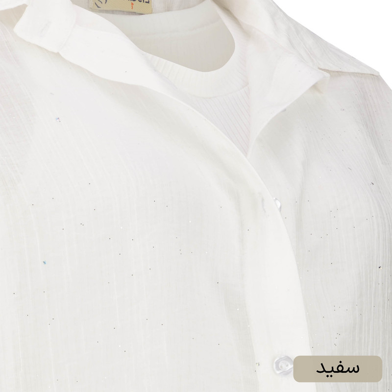 کراپ شومیز آستین بلند یقه برگردان زنانه مدل ماریاس کد 2586