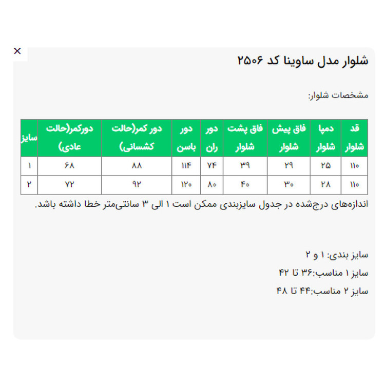 شلوار بگ زنانه مدل ساوینا کد 2506