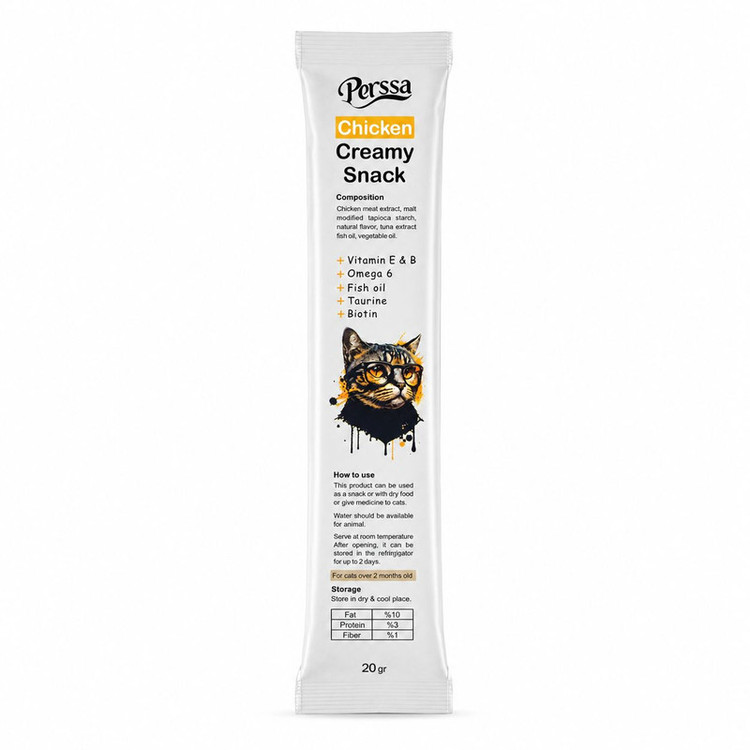 بستنی گربه پرسا مدل Creamy طعم مرغ وزن 20 گرم