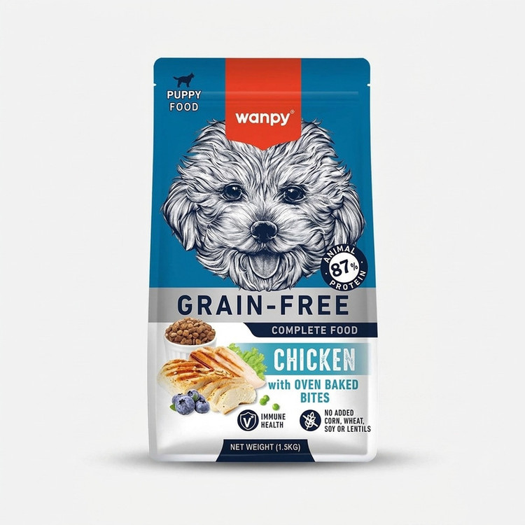 غذا خشک سگ پاپی ونپی مدل GRAINFREE طعم مرغ وزن 1.5 کیلوگرم