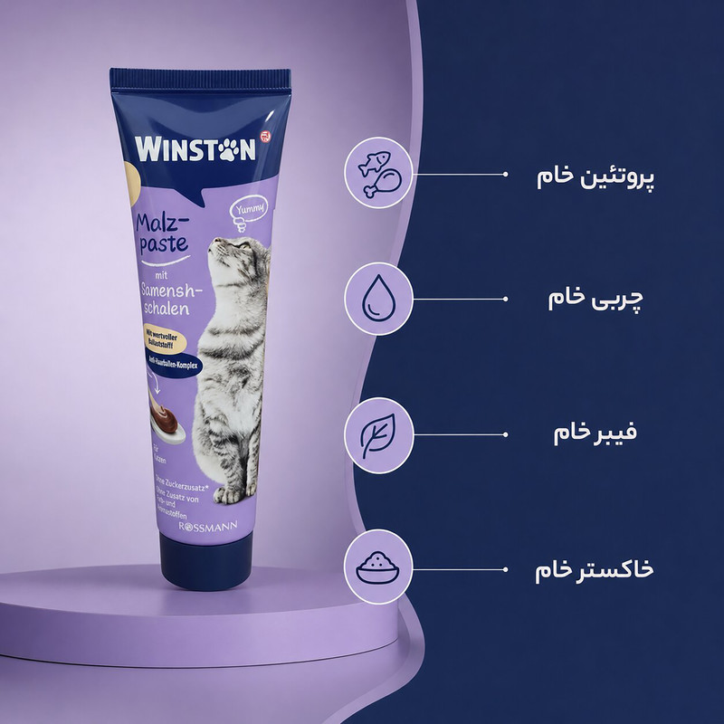 خمیر مالت گربه بالغ وینستون مدل آنتی هیربال مجموعه 2 عددی