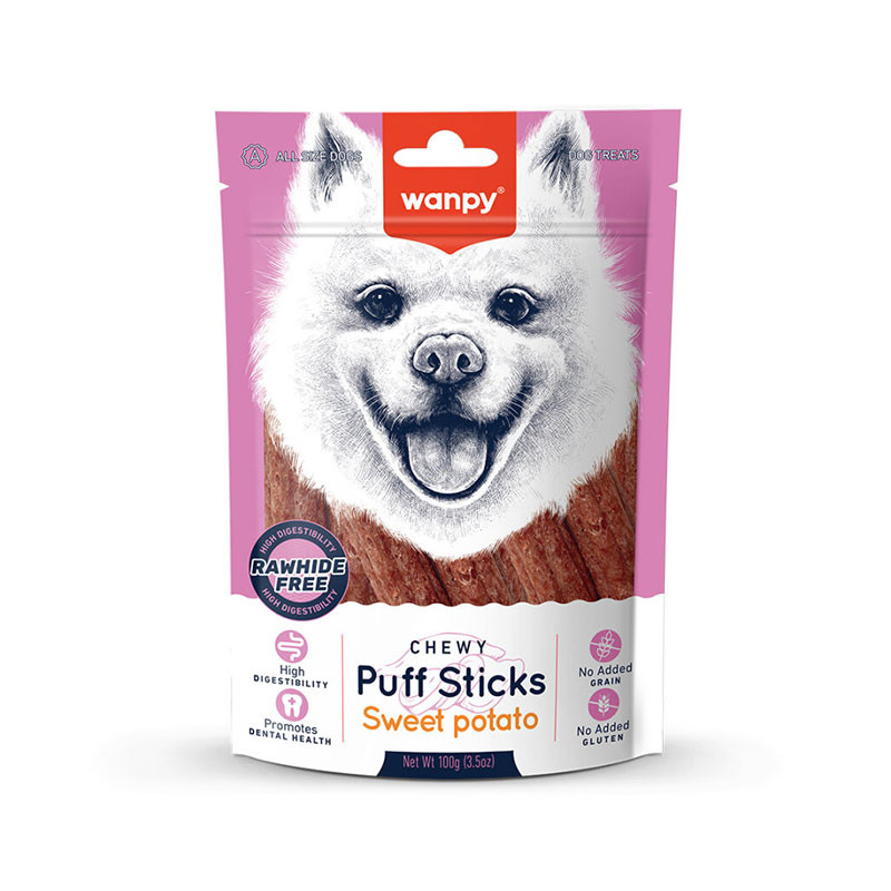 تشویقی سگ ونپی مدل Chewy Puff Stick طعم سیب‌زمینی وزن 100 گرم