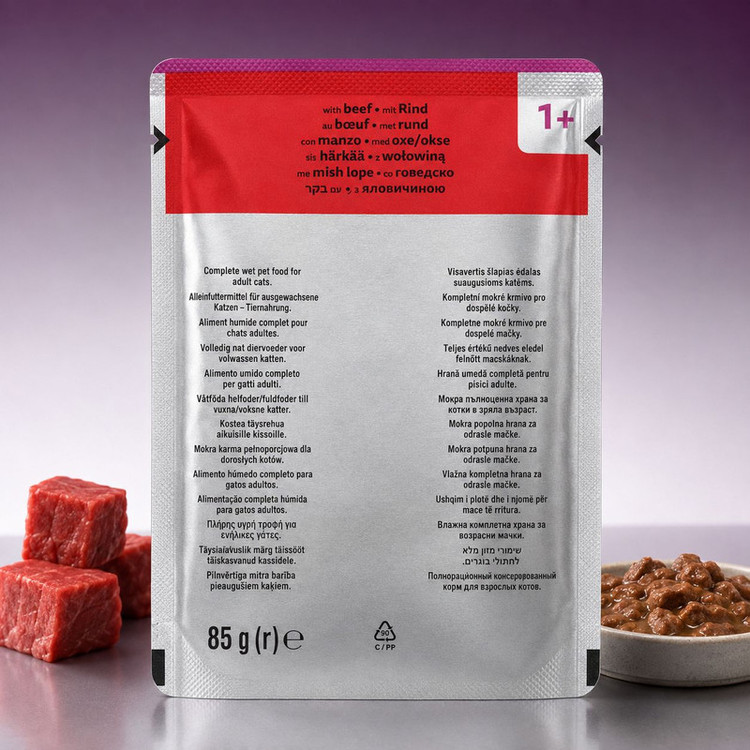 پوچ گربه بالغ ویسکاس مدل In jelly طعم گوشت گاو وزن 85 گرم