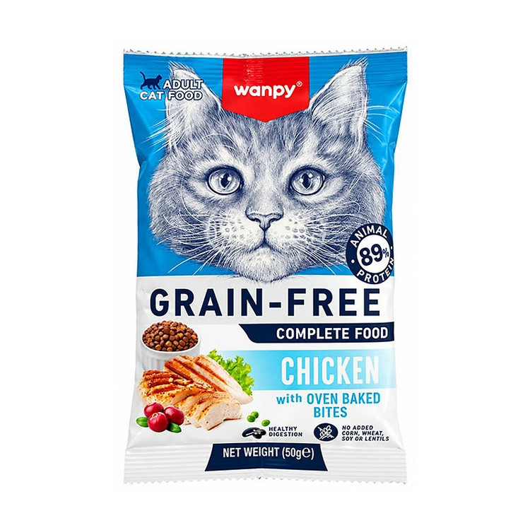 غذای خشک گربه ونپی مدل Complete Cat Food Chicken با طعم مرغ وزن 50 گرم