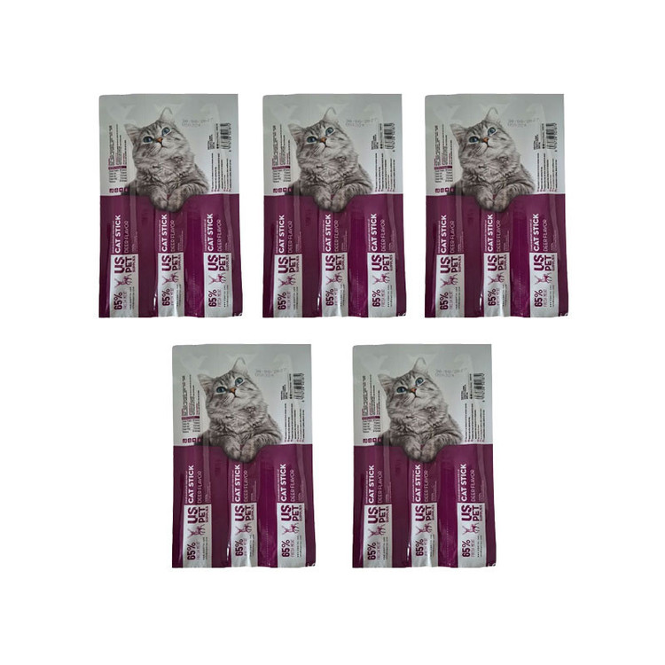 تشویقی گربه یو اس پت مدل Cat Stick طعم گوزن بسته 15 عددی