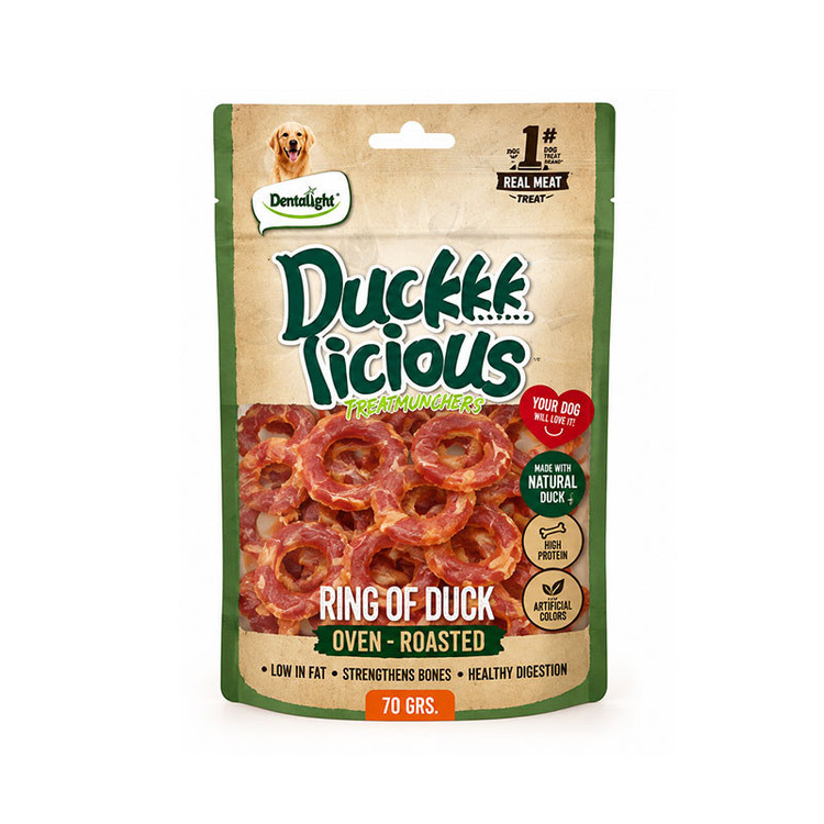 تشویقی سگ دنتالایت مدل Ducklicious Ring طعم اردک وزن ۷۰ گرم