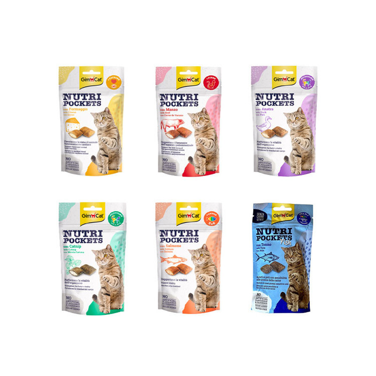 تشویقی گربه جیم کت مدل Nutri Pockets Pack وزن 360 گرم بسته 6 عددی