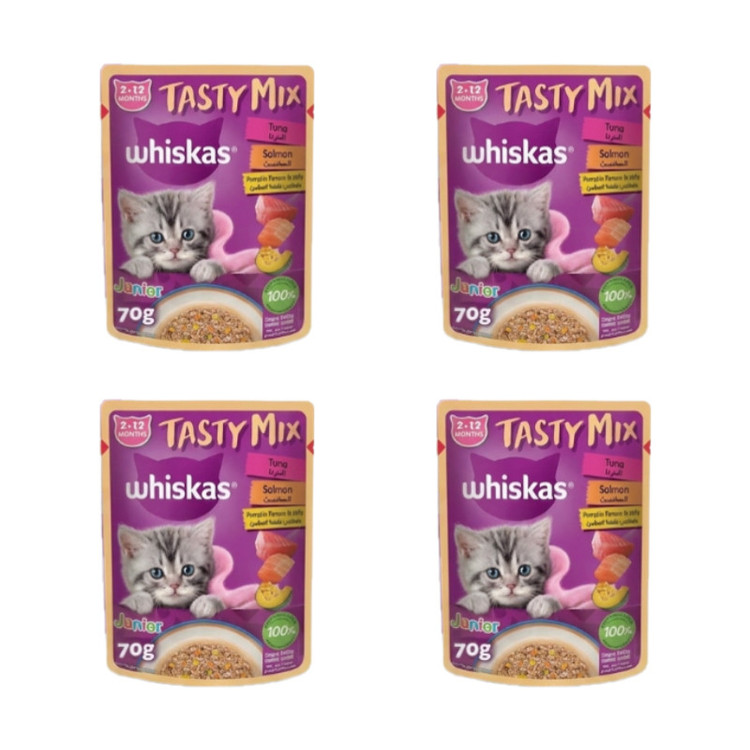 پوچ گربه ویسکاس مدل Tasty Mix Jelly طعم ماهی بسته 4 عددی