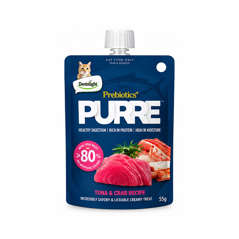 پودینگ گربه بالغ دنتالایت مدل PURE Prebiotics با طعم تن و خرچنگ وزن 55 گرم