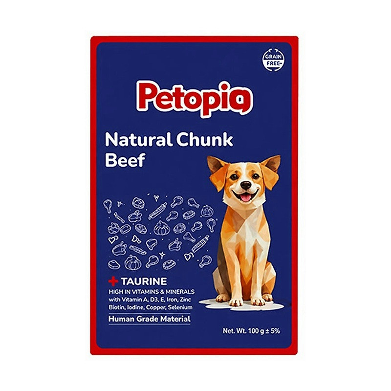 پوچ سگ پتوپیا مدل Natural Chunk طعم گوشت گاو وزن ۱۸۵ گرم