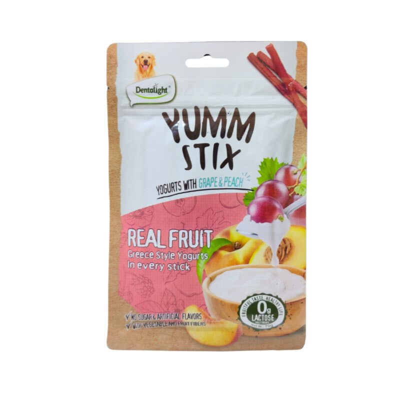 تشویقی سگ دنتالایت مدل YUMM STIX REAL FRUIT وزن 50 گرم