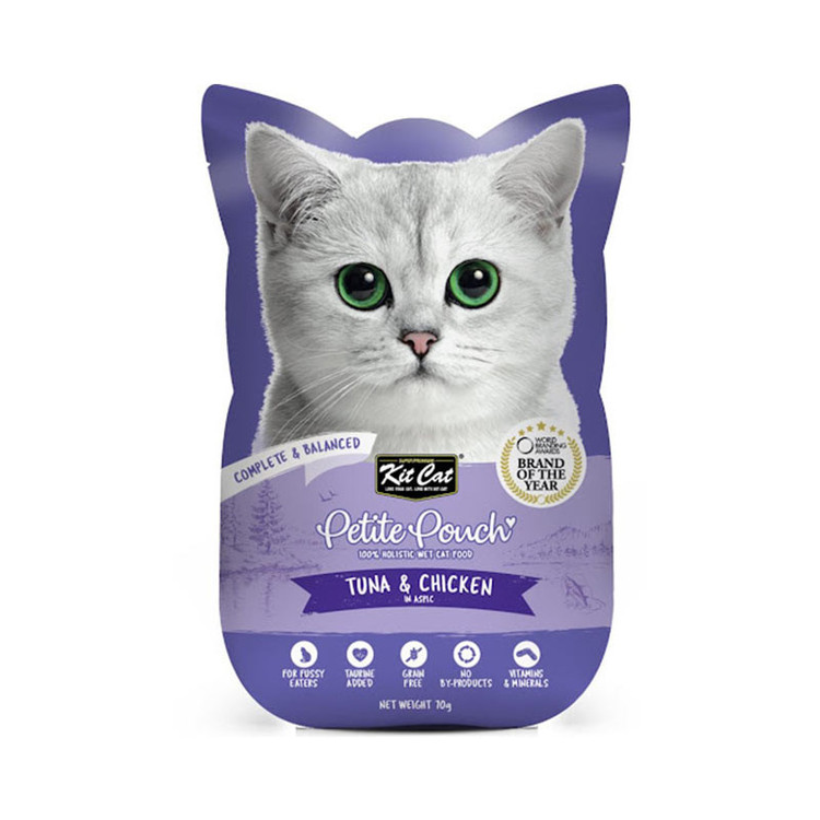 پوچ گربه بالغ کیت کت مدل Petite طعم ماهی تن و مرغ وزن 70 گرم