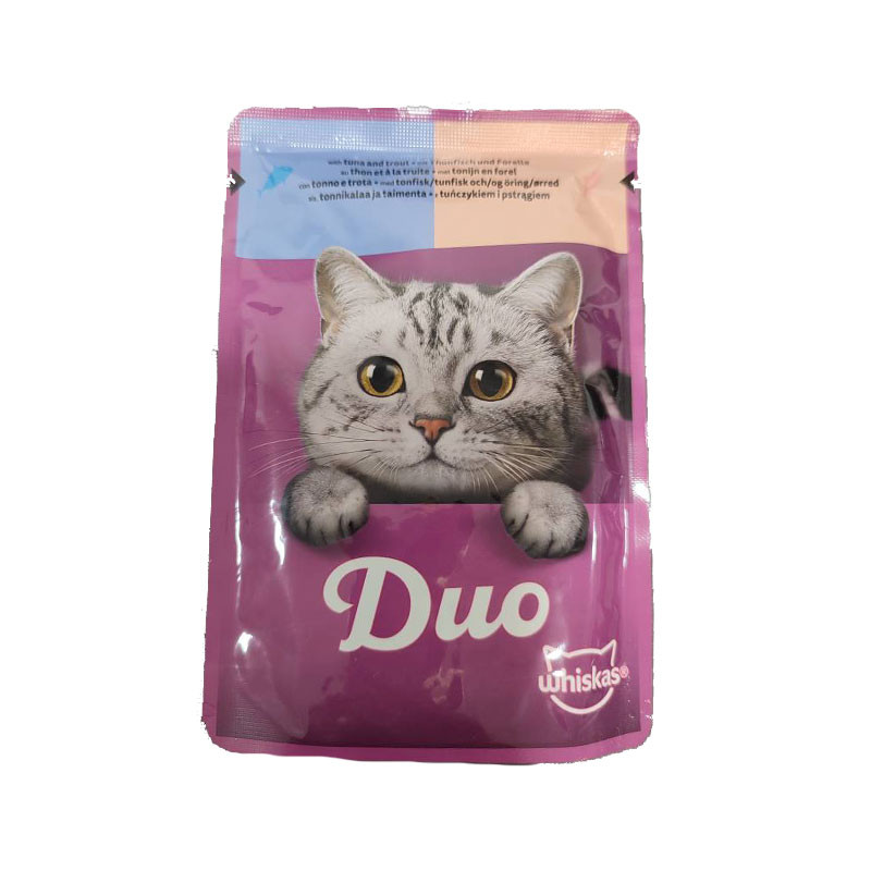 پوچ گربه بالغ ویسکاس مدل Duo Ocean Delights in jelly با طعم ماهی تن و قزلآلا وزن 85 گرم