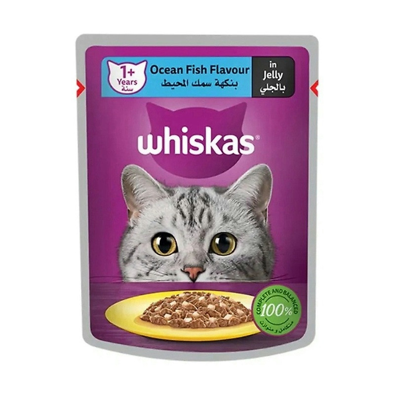 پوچ گربه ویسکاس مدل Cat Pouch in Jelly طعم ماهی اقیانوسی وزن 80 گرم