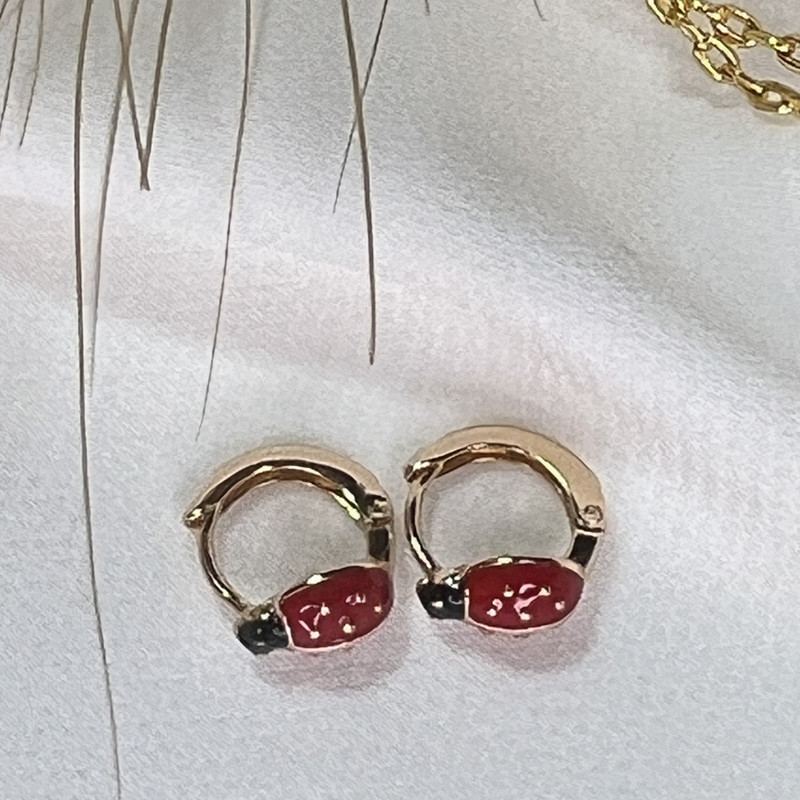 گوشواره حلقه ای زنانه ژوپینگ مدل کفشدوزک bah013