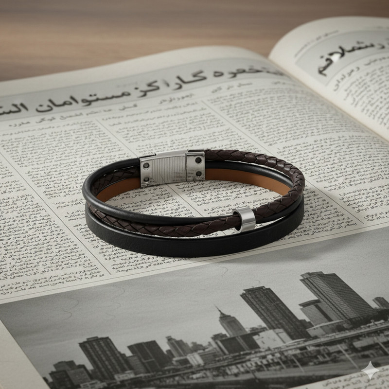 دستبند مردانه مدل آرمتیس چرم طبیعی کد 4579
