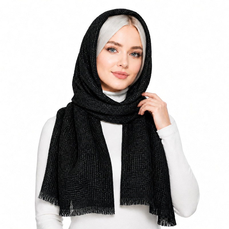 شال نخی زنانه مدل حصیری ریشه دار شاین E900