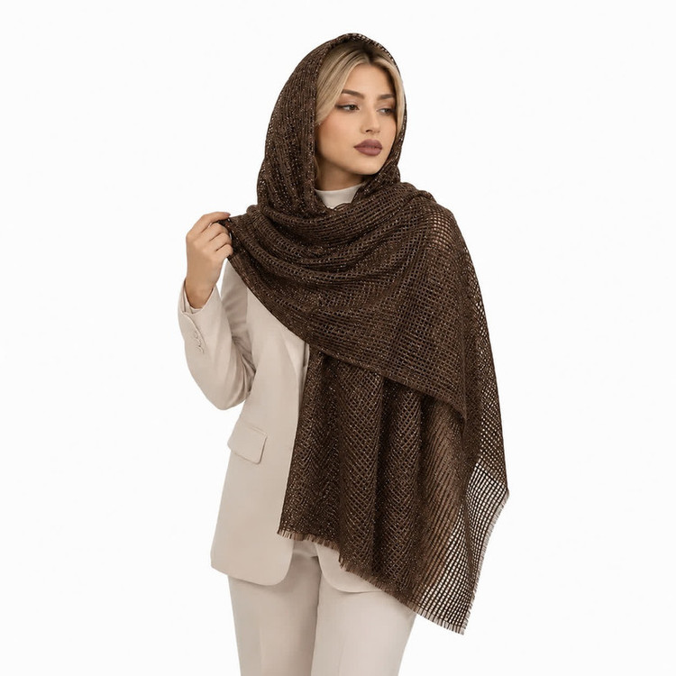 شال نخی زنانه مدل حصیری ریشه دار شاین E900