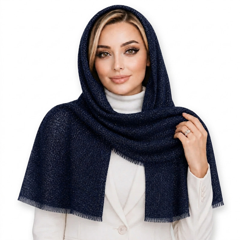 شال نخی زنانه مدل حصیری ریشه دار شاین E900
