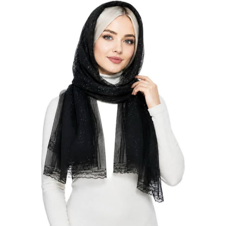 شال تور زنانه مدل نگیندار نوار دوزی کد E500 با طول و عرض 75*195سانتیمتر